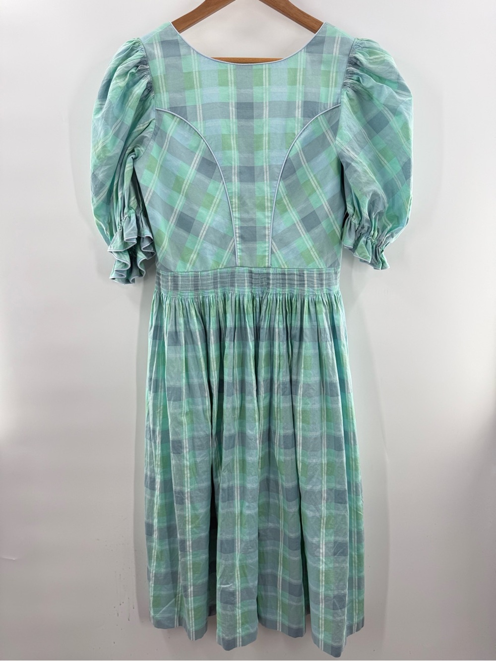 Vintage Linnartz Austrian Folk Cotton Prairie Peasant Midi Dress Puff Sleeve Med - Picture 11 of 14